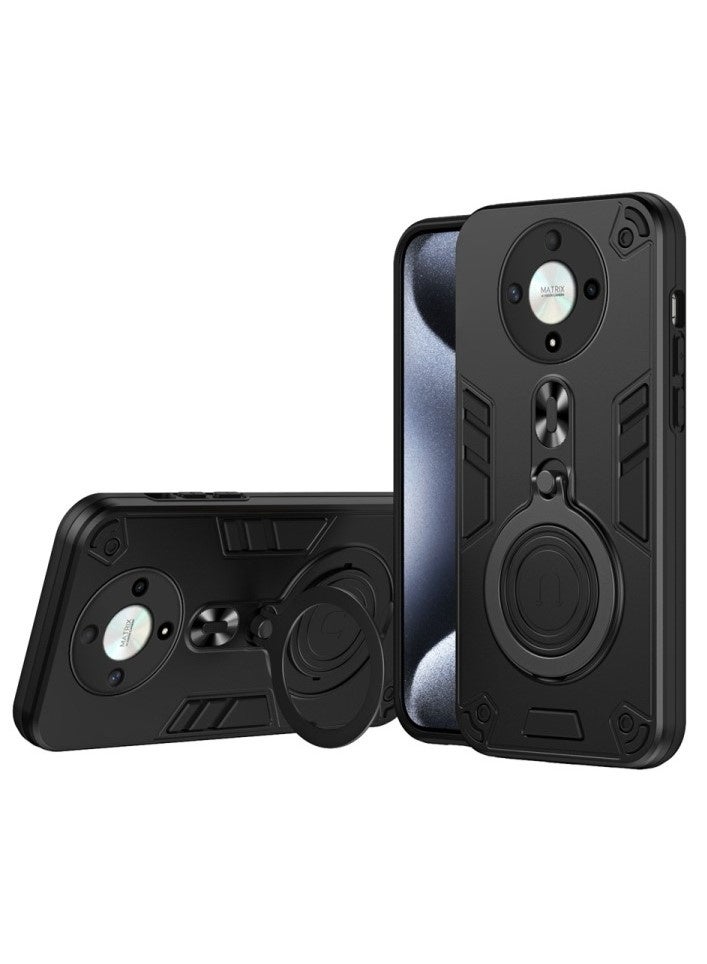 Genaric جراب أرمور لهاتف هونر أكس 9 دي (Honor X9d Armor Case) – مضاد للصدمات بحماية عسكرية كاملة بطبقة مزدوجة و مسند مغناطيسي دوّار 360° – أسود - Image 1